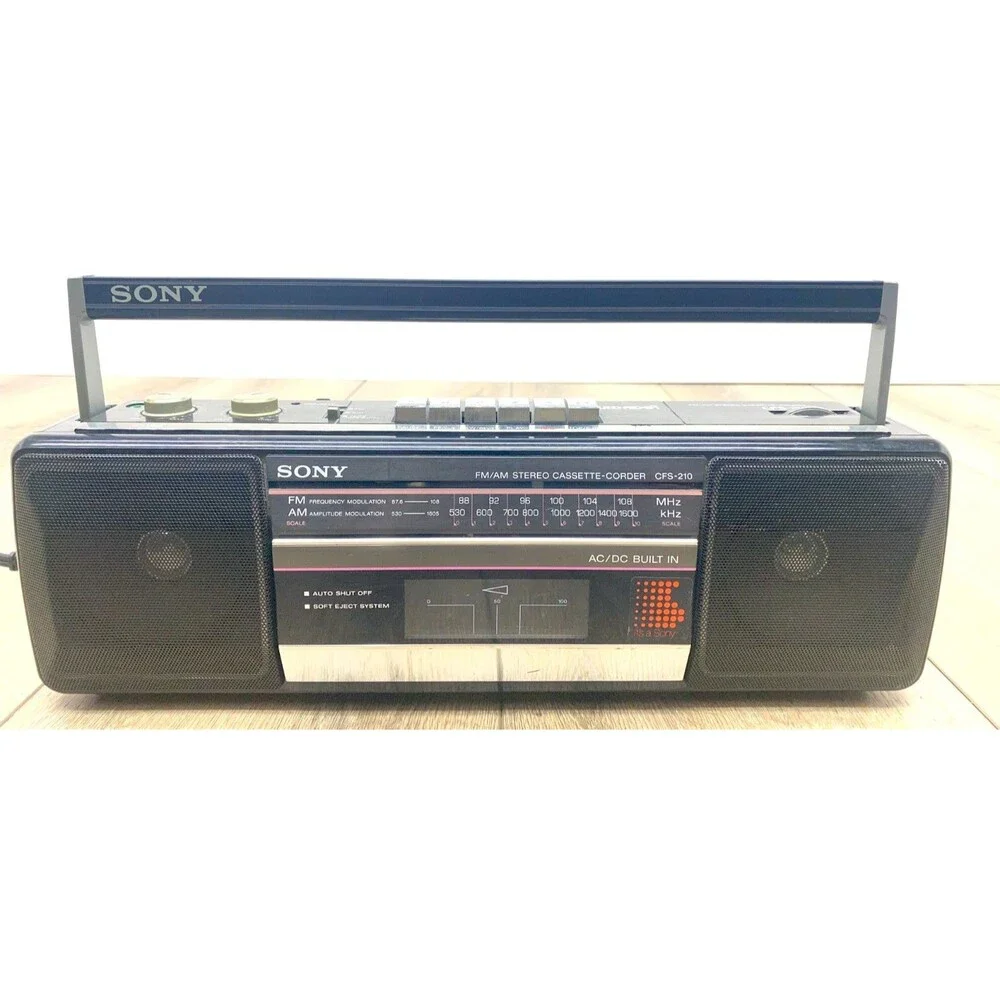Vintage Sony CFS-210 AM/FM Stereo Cassette Recorder Sound Rider Boombox Works - Picture 2 of 9